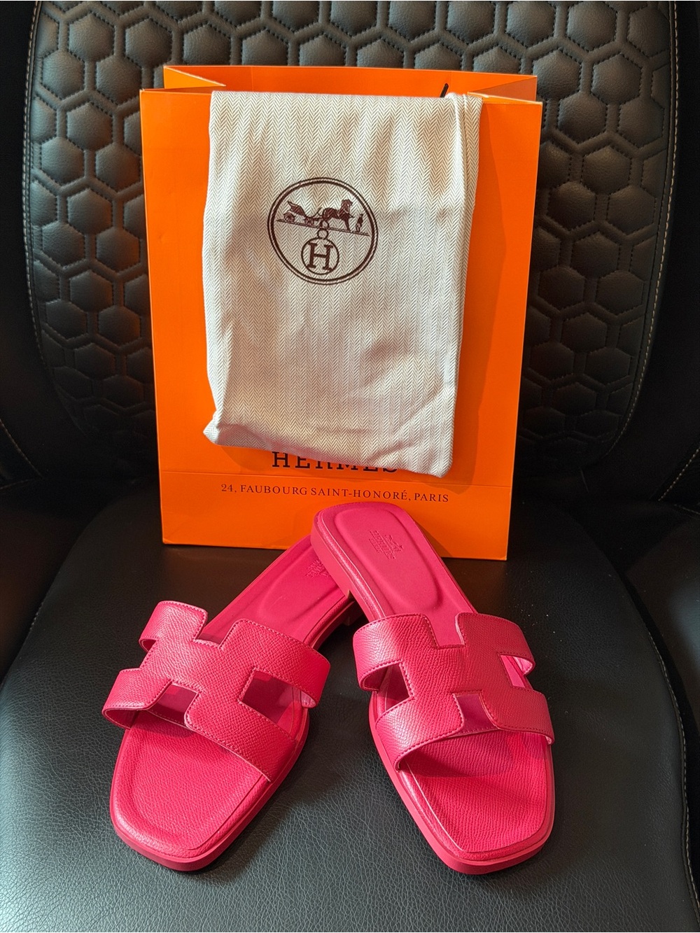 Pink H Slide Sandals Size 40